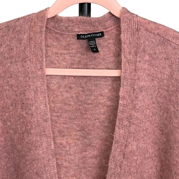 Eileen Fisher Mohair Blend Longline Cardigan Pink 2X Wool Mohair - Picture 4 of 12